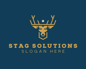 Stag - Deer Elk Crown logo design