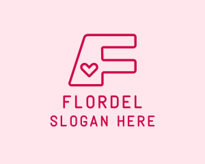 Love Heart Letter F logo design