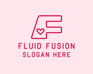 Love Heart Letter F logo design