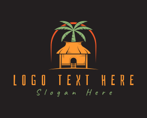 Hut - Tropical House Residence logo design