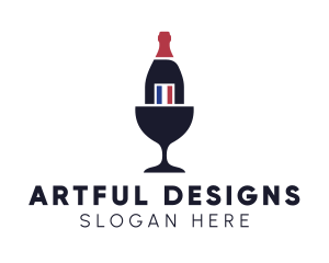 Wine Glass Bottle logo design