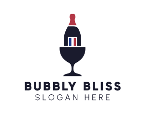 Champagne - Wine Glass Bottle logo design