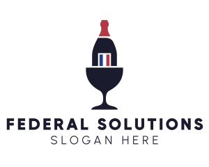 Wine Glass Bottle logo design