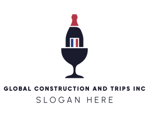 Bar - Wine Glass Bottle logo design