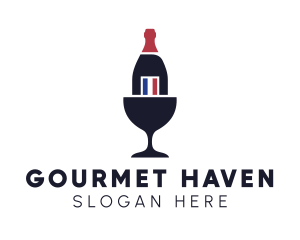 Wine Glass Bottle logo design