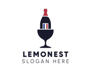 Alcohol - Wine Glass Bottle logo design