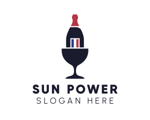 Wine Glass Bottle logo design