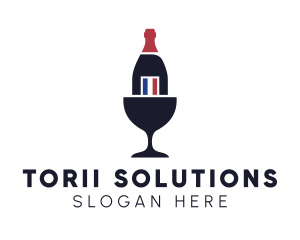 Wine Glass Bottle logo design