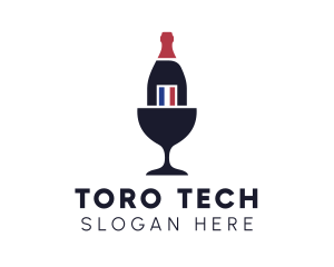 Wine Glass Bottle logo design