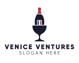 Wine Glass Bottle logo design