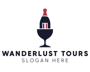 Wine Glass Bottle logo design