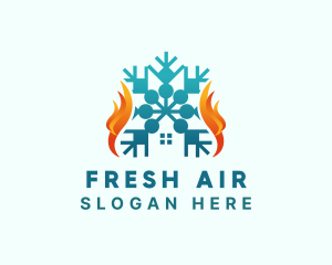 Snowflake House Flame logo design