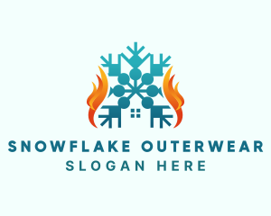 Snowflake House Flame logo design