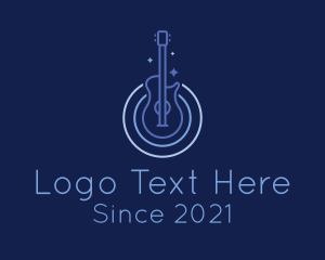 Music Streaming - Blue Monoline Electric Guitar logo design