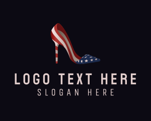 American Flag Stiletto Shoe logo design