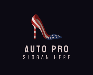 Shoe - American Flag Stiletto Shoe logo design