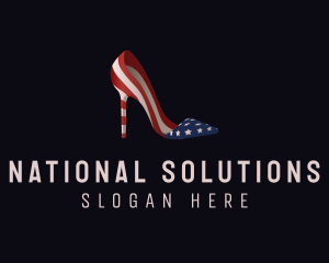 National - American Flag Stiletto Shoe logo design