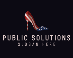 Government - American Flag Stiletto Shoe logo design