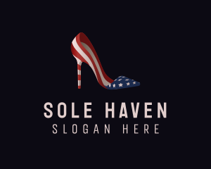 Shoe - American Flag Stiletto Shoe logo design