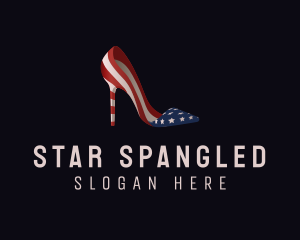 American - American Flag Stiletto Shoe logo design