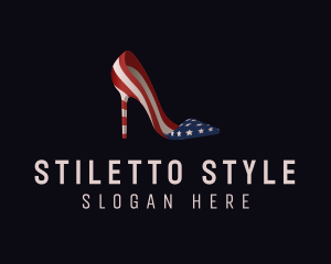 Stiletto - American Flag Stiletto Shoe logo design