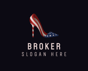 American Flag Stiletto Shoe logo design