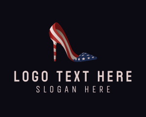 4th Of July - American Flag Stiletto Shoe logo design