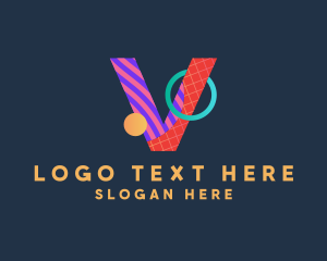 Fun - Retro Pop Art Letter V logo design