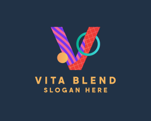 Retro Pop Art Letter V logo design