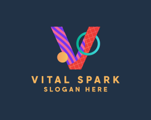 Energetic - Retro Pop Art Letter V logo design