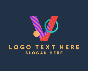 Energetic - Retro Pop Art Letter V logo design