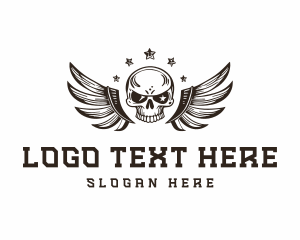 Vintage - Skull Pirate Wings logo design