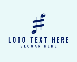 Hashtag - Musical Note Sharp logo design