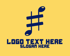 Hashtag - Musical Note Sharp logo design