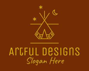 Camping Tent Line Art logo design