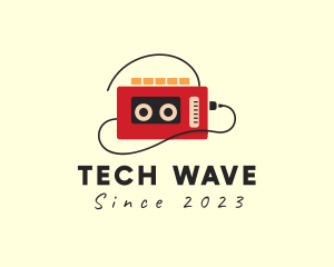 Techno - Retro Walkman Music Player logo design