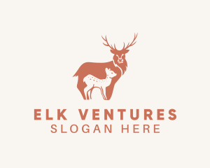 Elk - Wildlife Deer & Fawn logo design