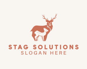 Stag - Wildlife Deer & Fawn logo design