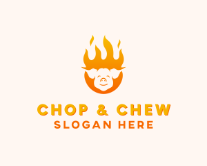 Flaming - BBQ Pig Rotisserie logo design