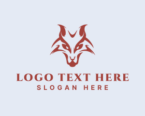 Line Art - Scary Wild Fox logo design