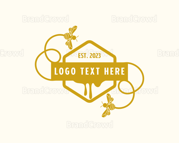 Organic Bee Hexagon Logo