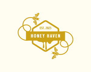 Organic Bee Hexagon  logo design