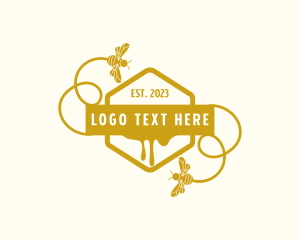 Organic Bee Hexagon  Logo