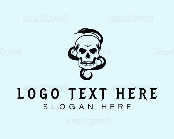 Skull Snake Horror Logo