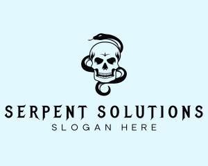 Skull Snake Horror logo design