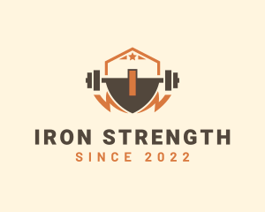 Powerlifting - Fitness Barbell Bolt logo design