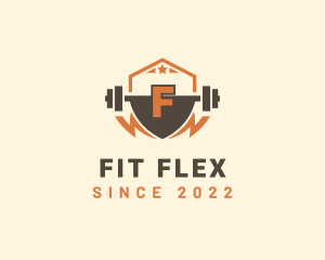 Fitness - Fitness Barbell Bolt logo design