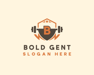 Fitness Barbell Bolt logo design