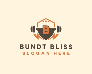 Fitness Barbell Bolt logo design