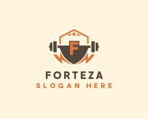 Fitness Barbell Bolt logo design